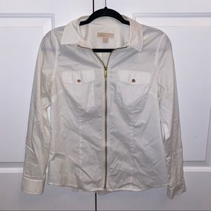Michael Michael Kors White Zipper Top